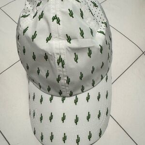 White Cap with Green Cactus Print